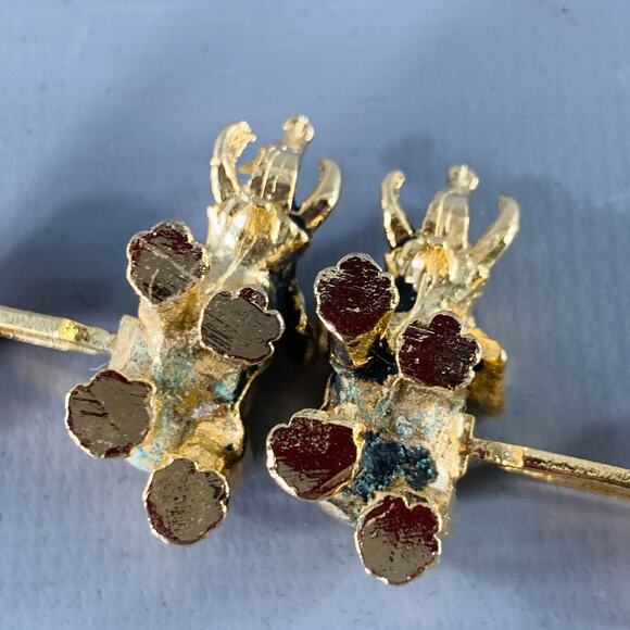 VINTAGE Gold Elephants Metal Cuff Links - Picture 3 of 3